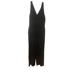 Allison Joy Jumpsuit Women's L Black Stretch V- Neck Sleeveless